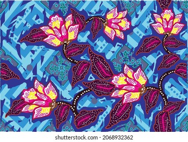 Indonesian batik motif with a very distinctive plant pattern. Exclusive vector for design