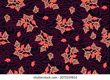 Indonesian batik motif with a very distinctive plant pattern. Exclusive vector for design