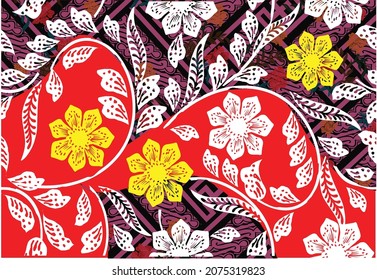 Indonesian batik motif with a very distinctive plant pattern. Exclusive vector for design