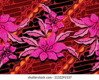 Indonesian batik motif with a very distinctive plant pattern. Exclusive vector for design