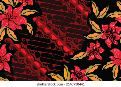 Indonesian batik motif with a very distinctive plant pattern. Exclusive vector for design