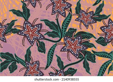 Indonesian batik motif with a very distinctive plant pattern. Exclusive vector for design