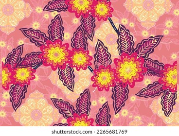 Indonesian batik motif with a very distinctive plant pattern. Exclusive vector for design