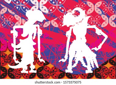 Indonesian batik motifs by displaying a very distinctive wayang kulit silhouette figure