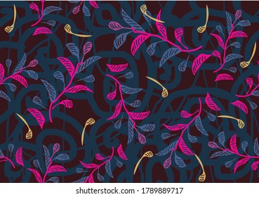 Indonesian batik motifs with distinctive butterfly and plant shape patterns. Vector, EPS10