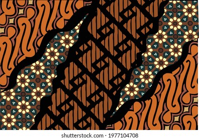 Indonesian batik motifs with flora and fauna patterns that are very distinctive and exclusive. vector EPS 10