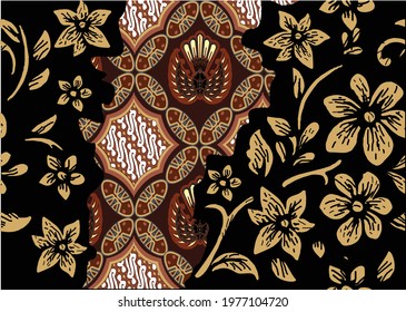 Indonesian batik motifs with flora and fauna patterns that are very distinctive and exclusive. vector EPS 10