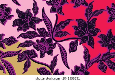 Indonesian batik motifs with flora and fauna patterns that are very distinctive and exclusive. vector EPS 10