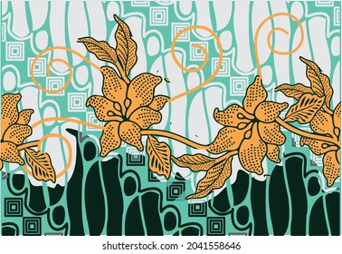 Indonesian batik motifs with flora and fauna patterns that are very distinctive and exclusive. vector EPS 10