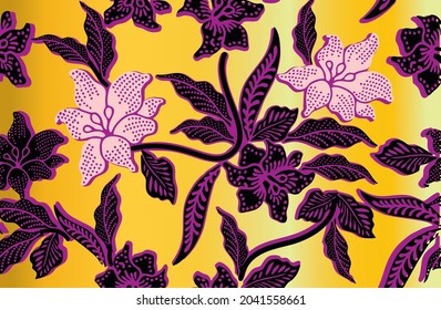 Indonesian batik motifs with flora and fauna patterns that are very distinctive and exclusive. vector EPS 10