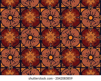 Indonesian batik motifs with flora and fauna patterns that are very distinctive and exclusive. vector EPS 10
