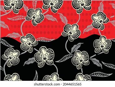 Indonesian batik motifs with flora and fauna patterns that are very distinctive and exclusive. vector EPS 10