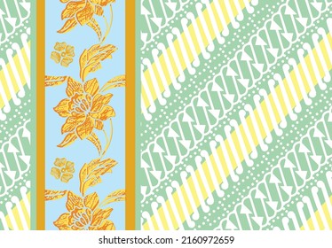 Indonesian batik motifs with flora and fauna patterns that are very distinctive and exclusive. vector EPS 10