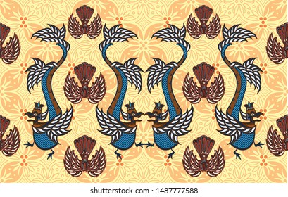 
Indonesian batik motifs with a pattern of a combination of flora, fauna and fields that are very typical fields