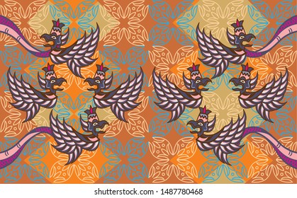 
Indonesian batik motifs with a pattern of a combination of flora, fauna and fields that are very typical fields