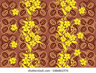 Indonesian batik motifs with plant patterns with a very unique combination of fields