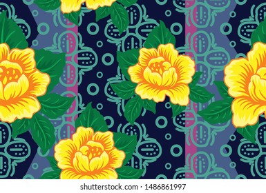 Indonesian batik motifs with plant patterns with a very unique combination of fields