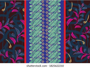 Indonesian batik motifs with unique butterfly and plant patterns