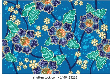 Indonesian batik motifs with very distinct flora patterns, with good color
