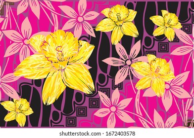 Indonesian batik motifs with very distinct flora patterns, with good color