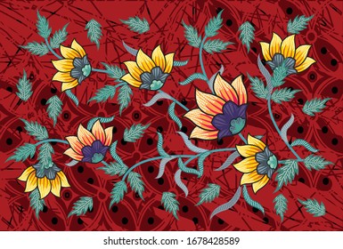 Indonesian batik motifs with very distinct flora patterns, with good color