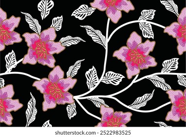 Indonesian batik motifs with very distinct flora patterns, with good color