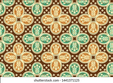 
Indonesian batik motifs with very distinctive patterns, Javanese batik seamless patern with brown colorway. - Various Indonesian batik motifs. Batik Kawung.