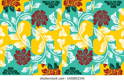 Indonesian batik motifs with very distinctive plant patterns