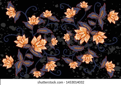 Indonesian batik motifs with very distinctive plant patterns