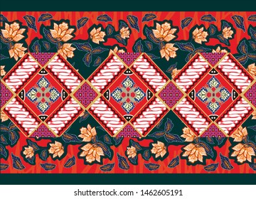 Indonesian batik motifs with very distinctive plant patterns