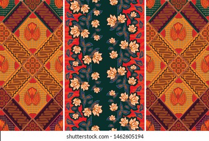 Indonesian batik motifs with very distinctive plant patterns