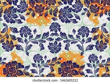 Indonesian batik motifs with very distinctive plant patterns