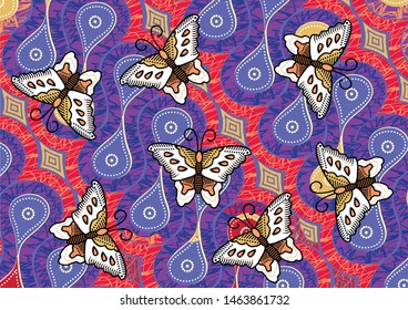 Indonesian batik motifs with very distinctive plant patterns