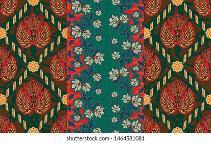 Indonesian batik motifs with very distinctive plant patterns