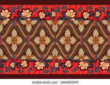 Indonesian batik motifs with very distinctive plant patterns