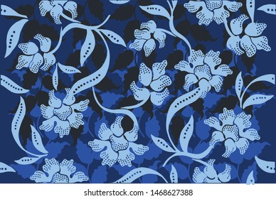 Indonesian batik motifs with very distinctive plant patterns