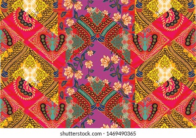 
Indonesian batik motifs with very distinctive plant patterns