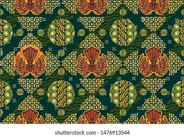 Indonesian batik motifs with very distinctive plant patterns