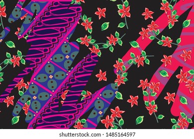 Indonesian batik motifs with very distinctive plant patterns