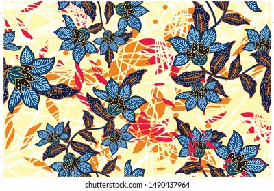 Indonesian batik motifs with very distinctive plant patterns