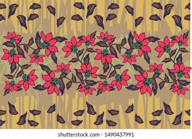 Indonesian batik motifs with very distinctive plant patterns
