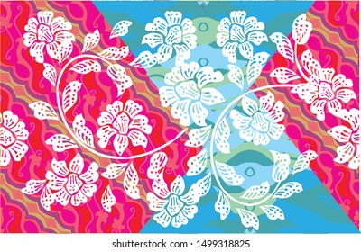 Indonesian batik motifs with very distinctive plant patterns