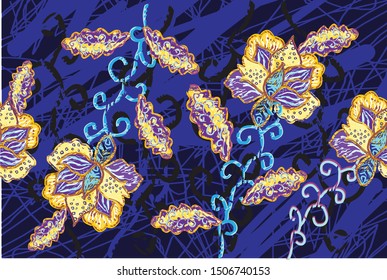 Indonesian batik motifs with very distinctive plant patterns