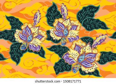 Indonesian batik motifs with very distinctive plant patterns