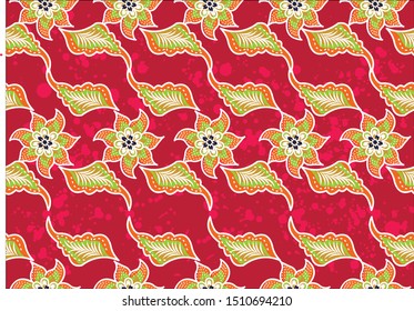 Indonesian batik motifs with very distinctive plant patterns