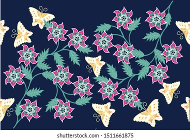 Indonesian batik motifs with very distinctive plant patterns