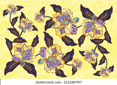 
Indonesian batik motifs with very distinctive plant patterns