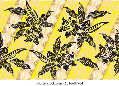Indonesian batik motifs with very distinctive plant patterns