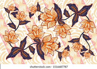 Indonesian batik motifs with very distinctive plant patterns