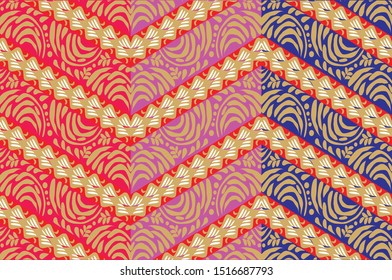 Indonesian batik motifs with very distinctive plant patterns
